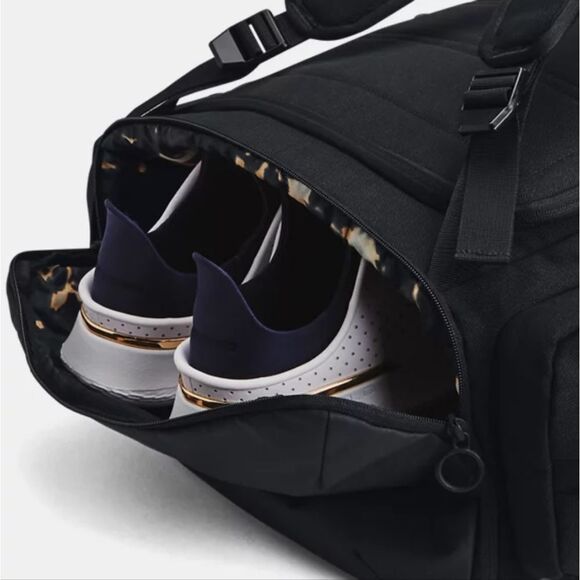 UA Under Armour Project Rock Duffle Backpack Bag Black Gold Gym New 1376459-002 - Picture 5 of 16